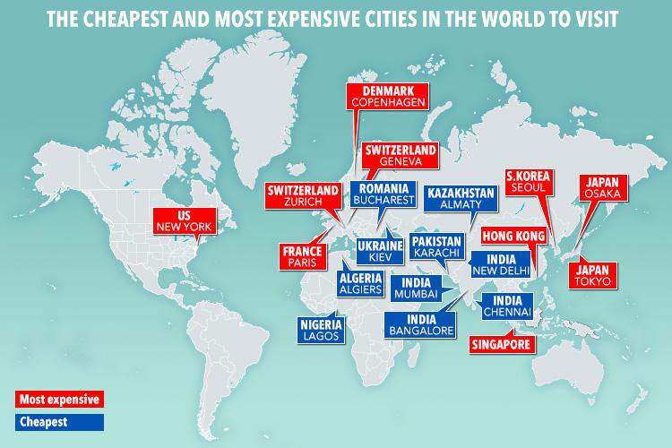  The Economist Intelligence Unit compares the cost of a basket of 150 goods across 133 cities around the world