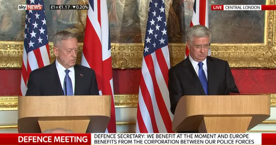  General Mattis and Sir Michael Fallon held talks this morning