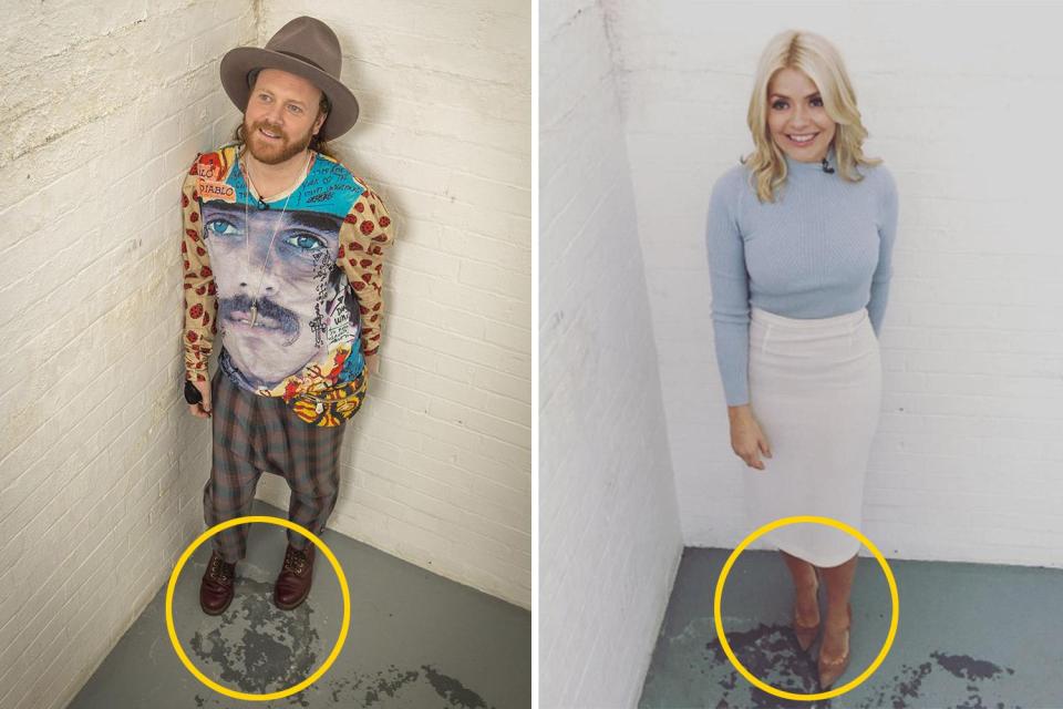  Keith Lemon mocked Holly Willoughby's habit of always showing her outfit by posing over a wet patch