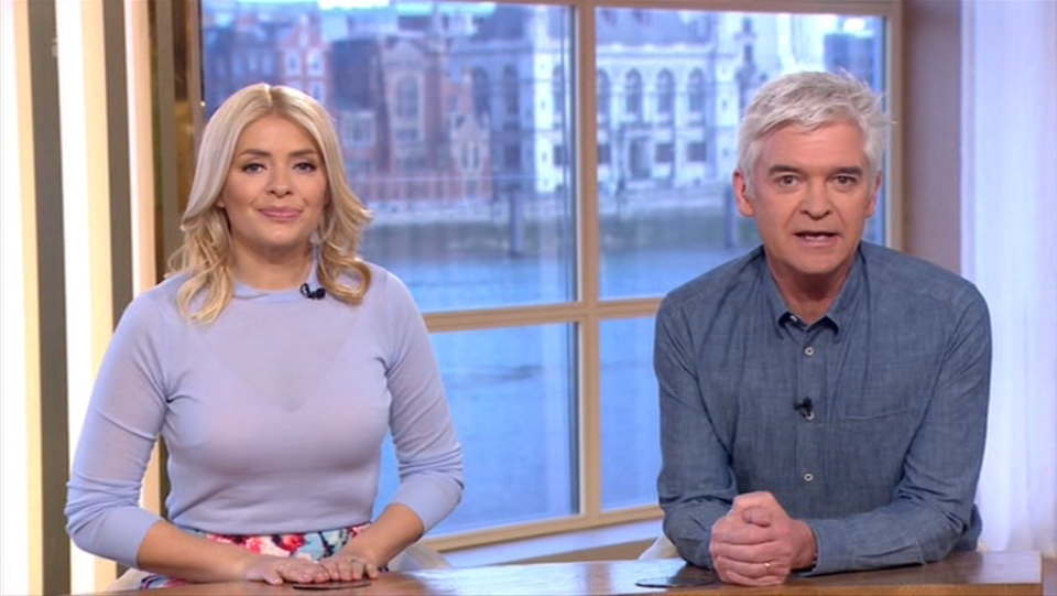  Holly Willoughby flashed her bra underneath a tight top on Monday