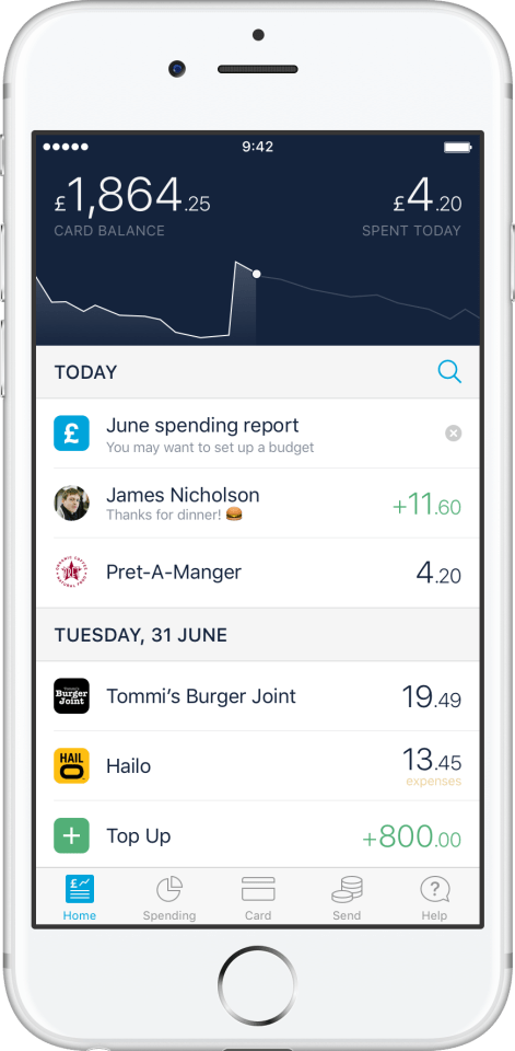  Monzo gives users real-time updates on what they're spending their money on