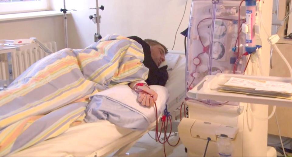  Footage from a German documentary showed Ivan Klasnic in bed having his dialysis session