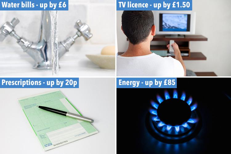  From April 1, a number of everyday household bills will be going up