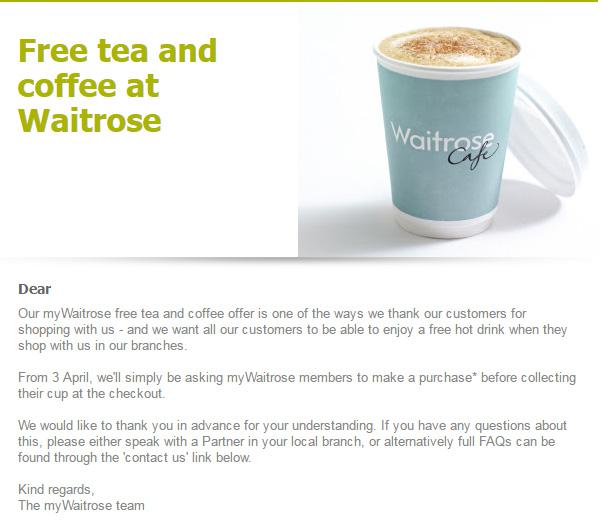  Customers received this email from Waitrose on Tuesday