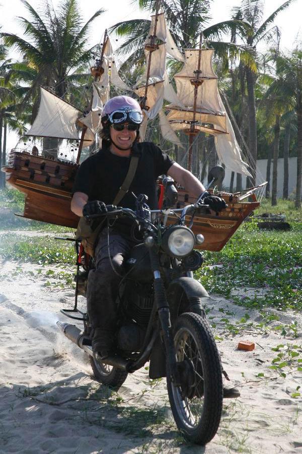  Hammond, pictured filming Top Gear in Vietnam in 2008, was knocked out when he came off the bike