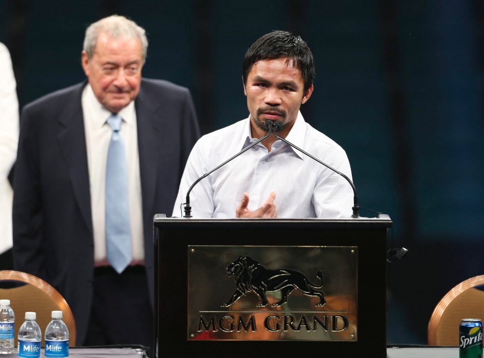 Bob Arum, pictured in the background here with Manny Pacquiao, has claimed the fight will be discussed again 'in the autumn'