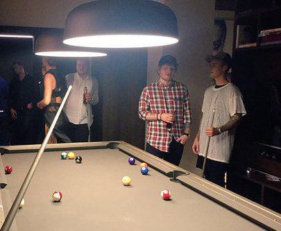  Ed played pool with Justin Bieber after the MTV VMAs