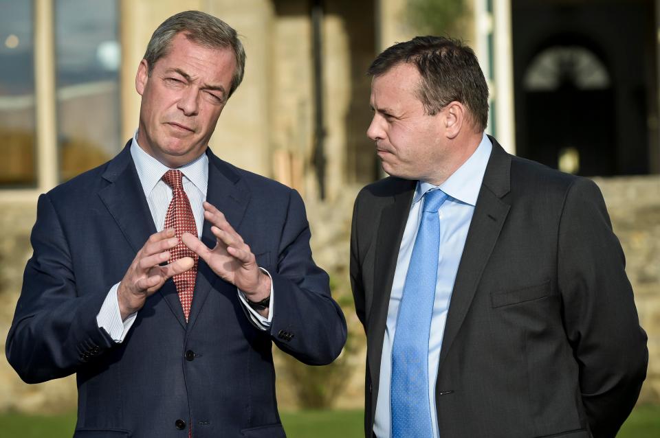  Former Conservative supporter Arron Banks (right) with ex-Ukip leader Nigel Farage