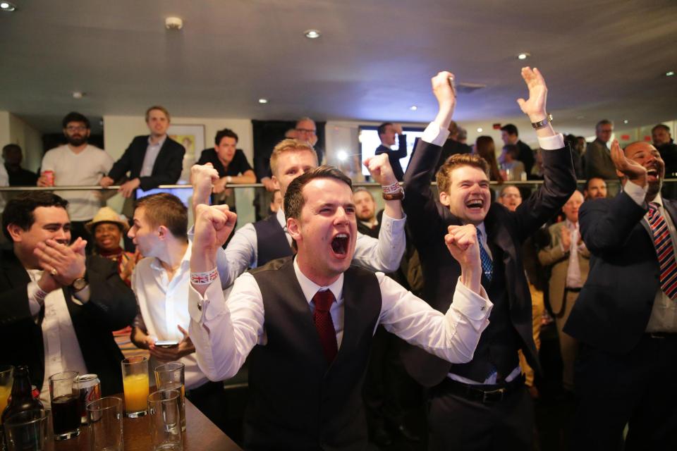  Brits cheer as the UK votes to leave the EU