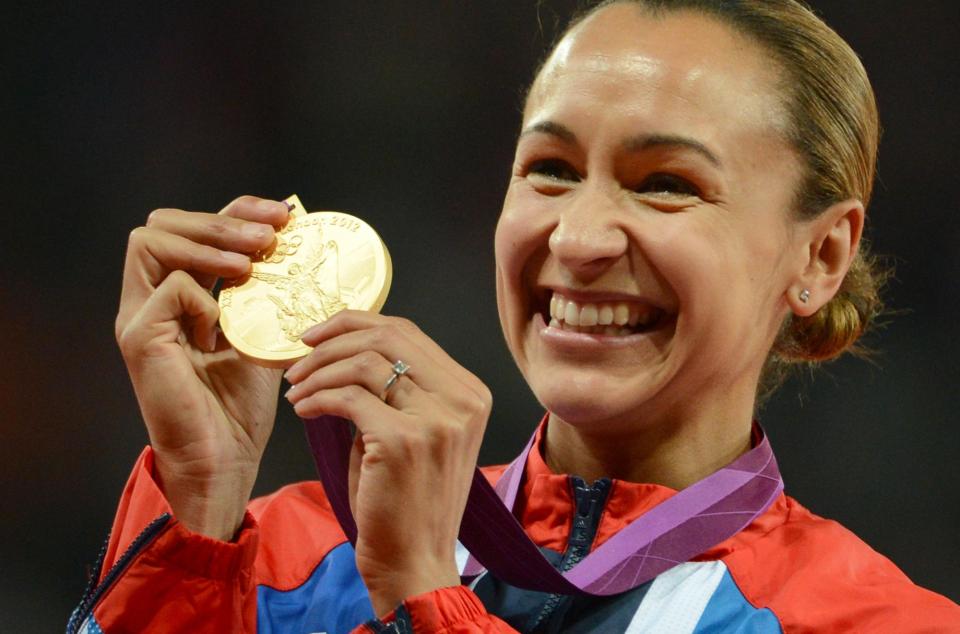  Jessica Ennis-Hill proudly showing off her gold medal she won at the 2012 Olympic Games