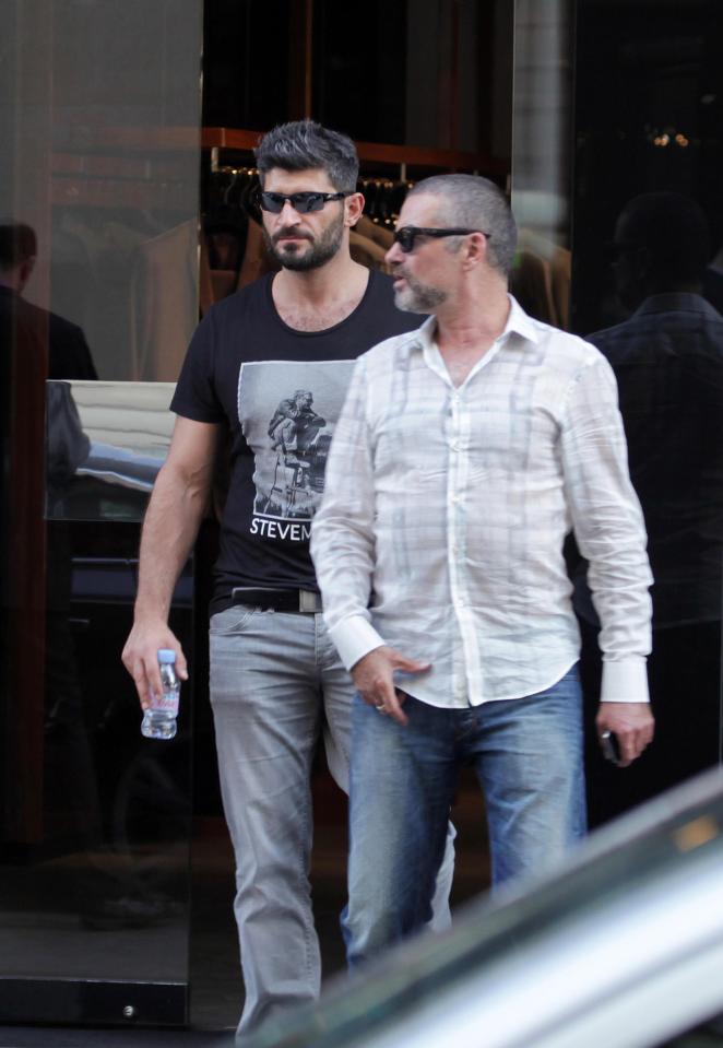  George Michael and boyfriend Fadi Fawaz having lunch in Paris