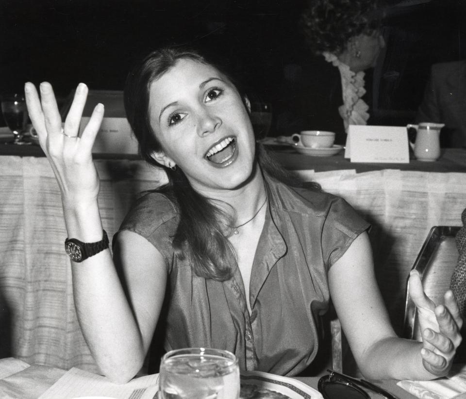  Star Wars actress Carrie Fisher pictured at the 31st Annual Golden Apple Awards at the hotel in 1977