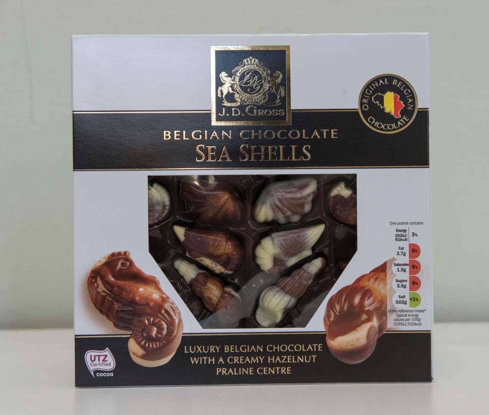  The Lidl chocolate sea shells cost less than a half of the price, at £1.79 for 250g