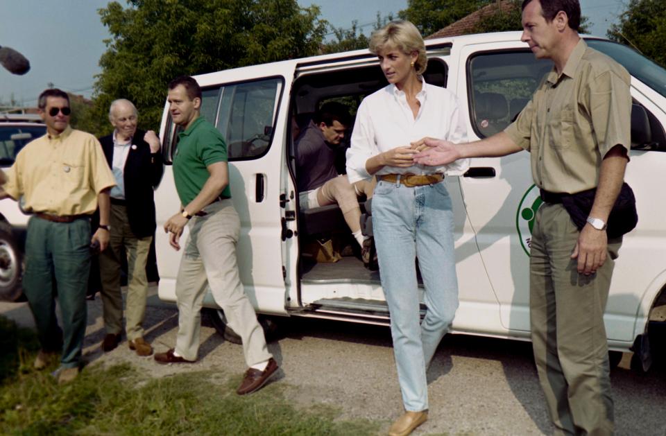  Out on his tours . . . Princess Diana on a humanitarian trip