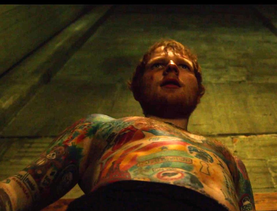  He exposed his colourful tattoos in the video for new single Shape Of You