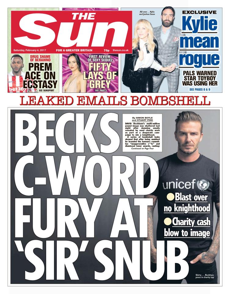  How The Sun reported the 'Beckileaks' scandal