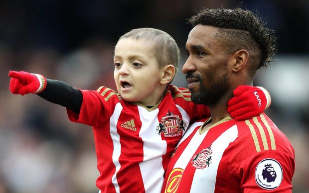 Jermain Defoe carried Bradley Lowery onto the pitch against Everton this season