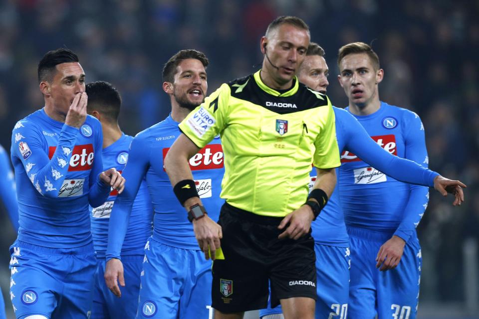 Referee Paolo Valeri infuriated Naploi fans during their defeat to Juventus