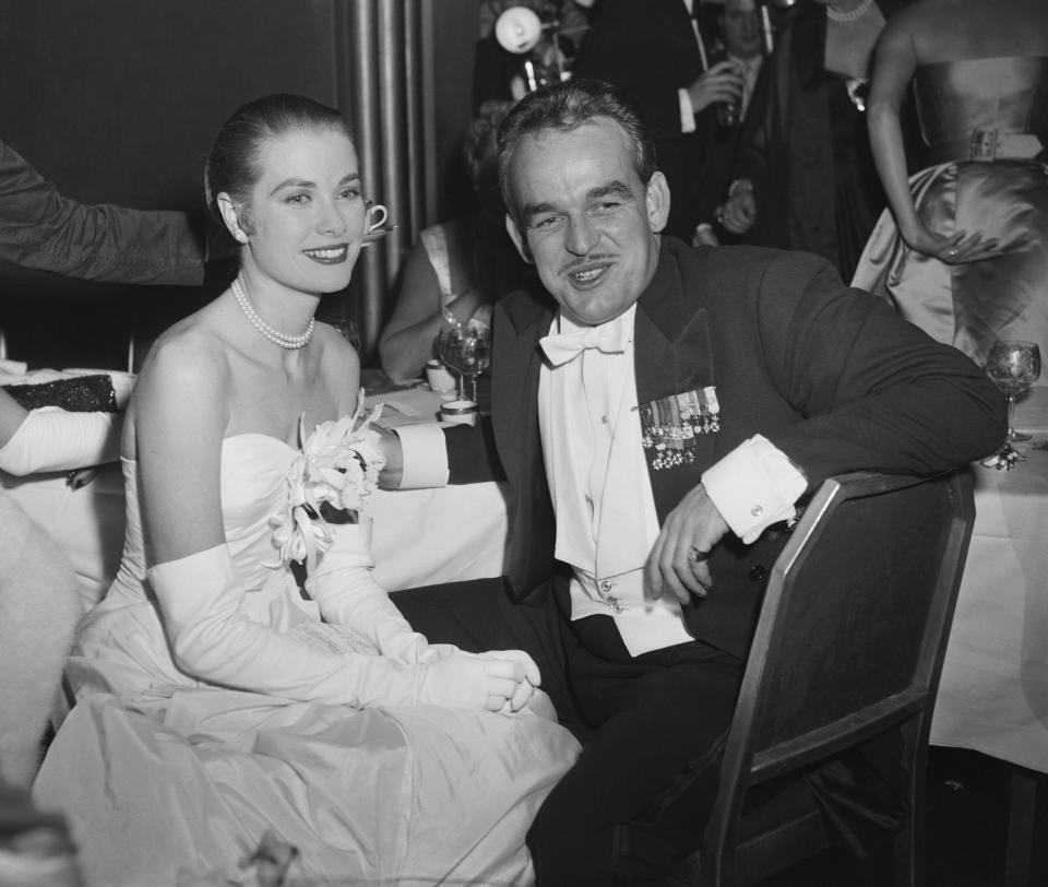  Actress Grace Kelly and her husband-to-be Prince Rainier III of Monaco pictured in the Grand Ballroom of the Waldorf-Astoria