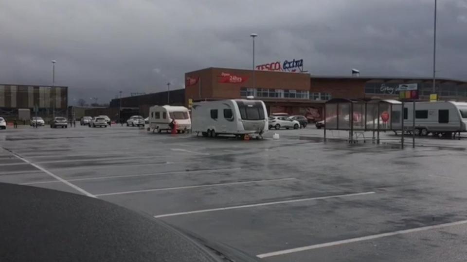 The travellers were spotted at the New Square shopping centre in West Bromwich, Birmingham, this afternoon