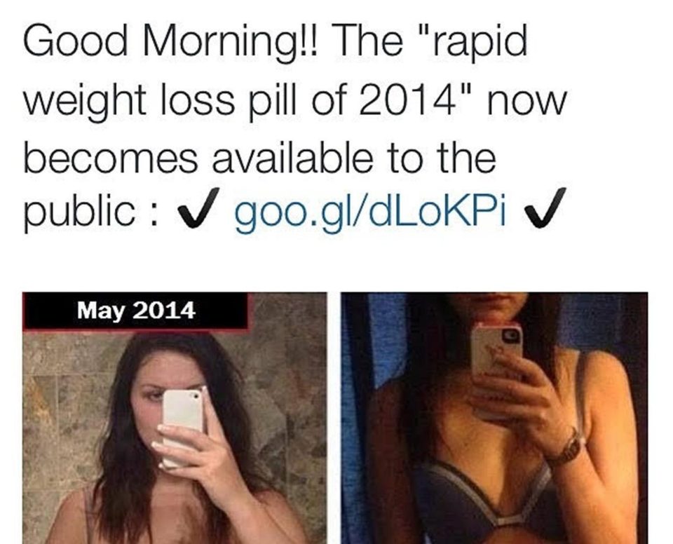  One of the sites claimed she had lost her weight through diet pills