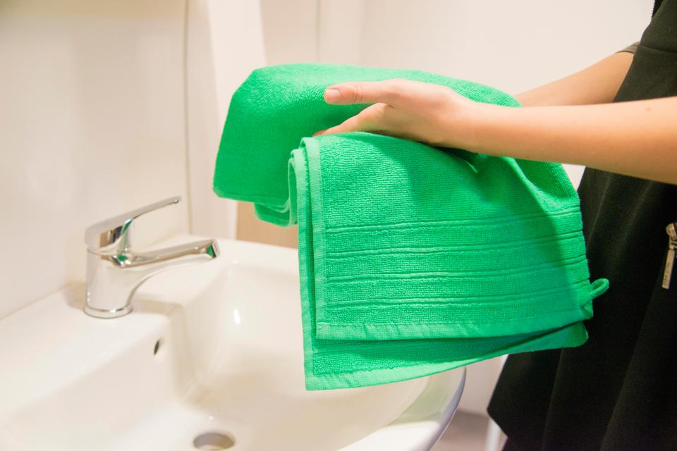 You'd think a hand towel would be clean since it is used to dry freshly washed hands - but how well do you really wash your hands?