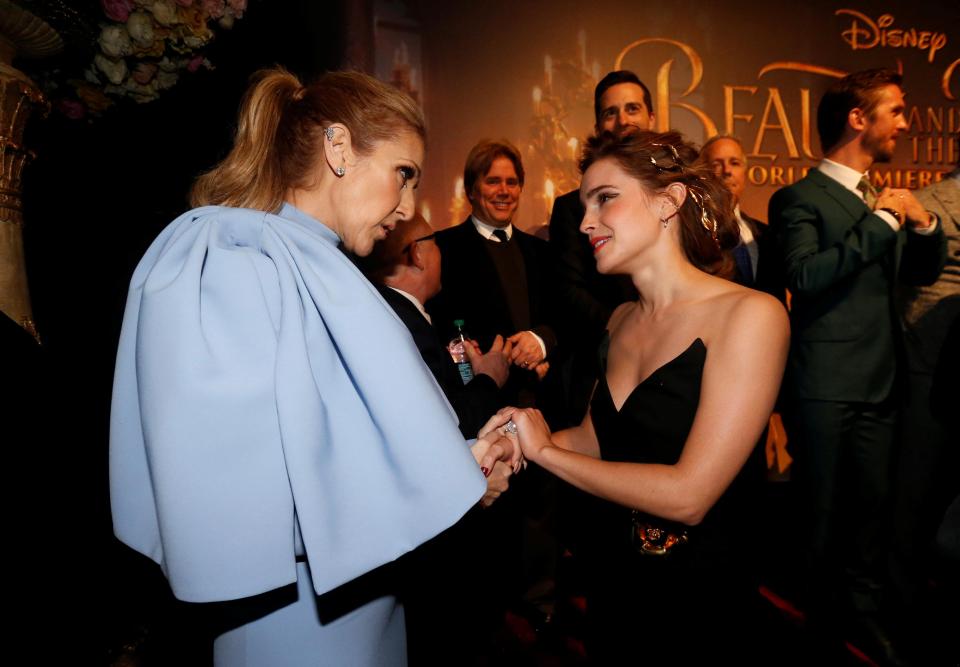  The actress meets Celine Dion, who sings a new song in the movie