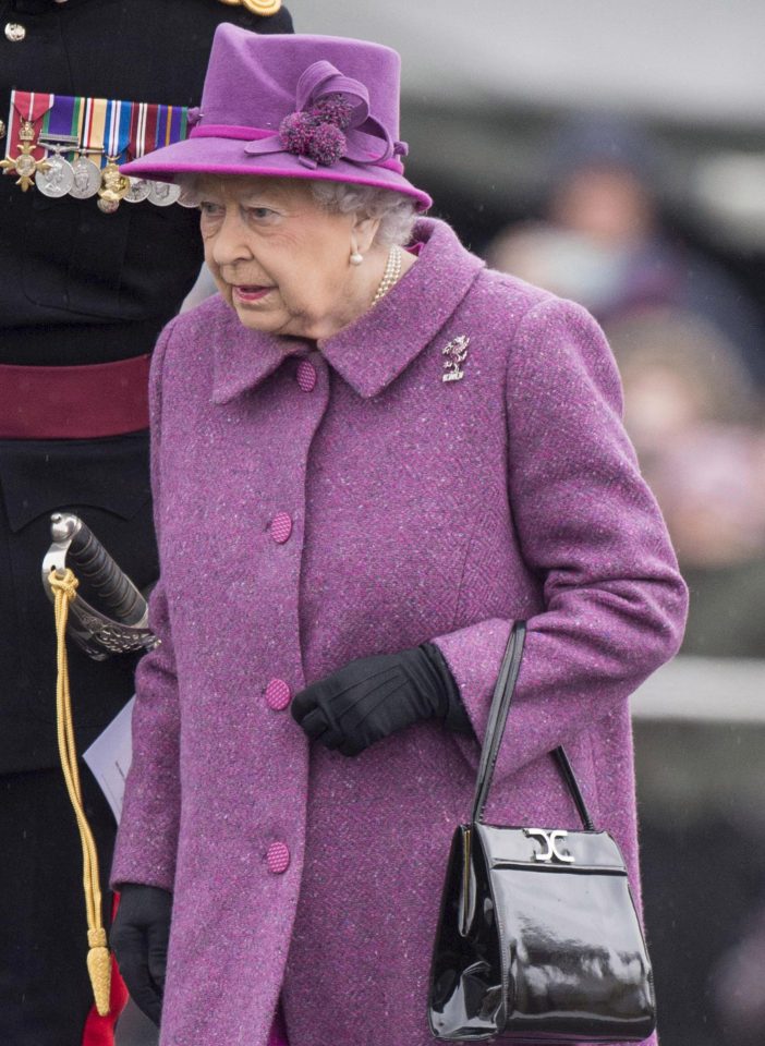  The Queen presents leeks to members of the Royal Regiment of Wales at Lucknow Barracks today