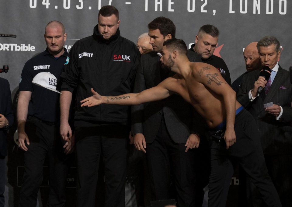  Bellew offered Haye a handshake at the end of their face-to-face, but it wasn't reciprocated