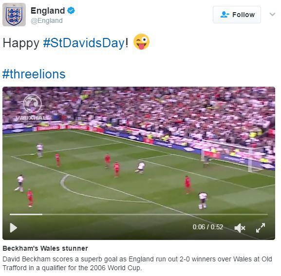  English FA gaffe . . . video showing Beckham's goal against Wales