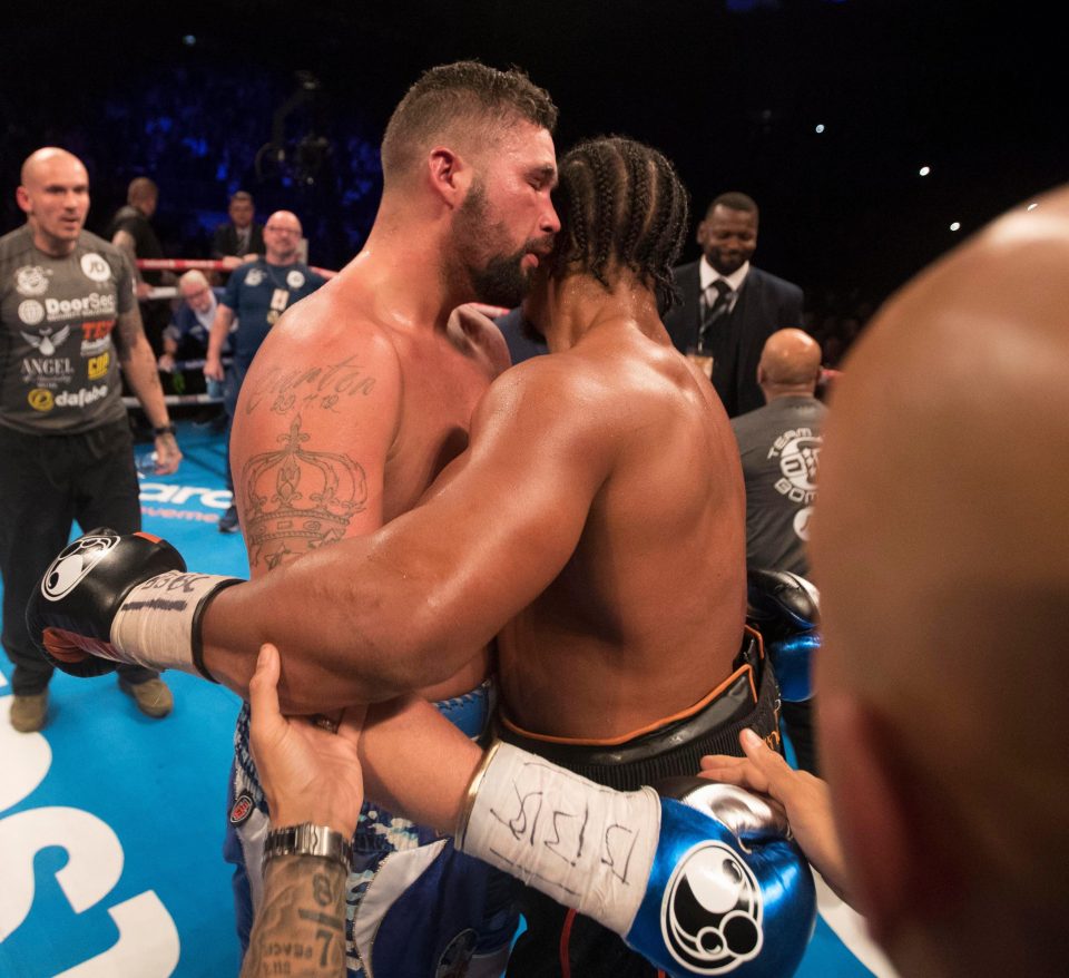  Tony Bellew showed great respect as he helped David Haye back to his feet after his victory