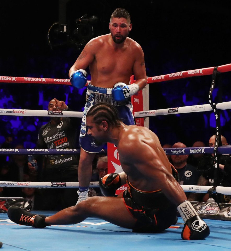  Haye was knocked down shortly after suffering the Achilles injury that left him vulnerable against a raging Bellew