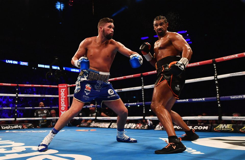  Bellew catches Haye with a big blow at the O2