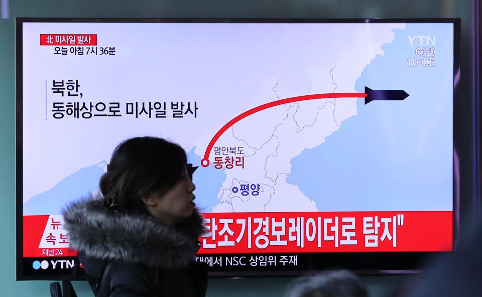  Three of the four missiles travelled 620 miles before smashing into the sea near Japan