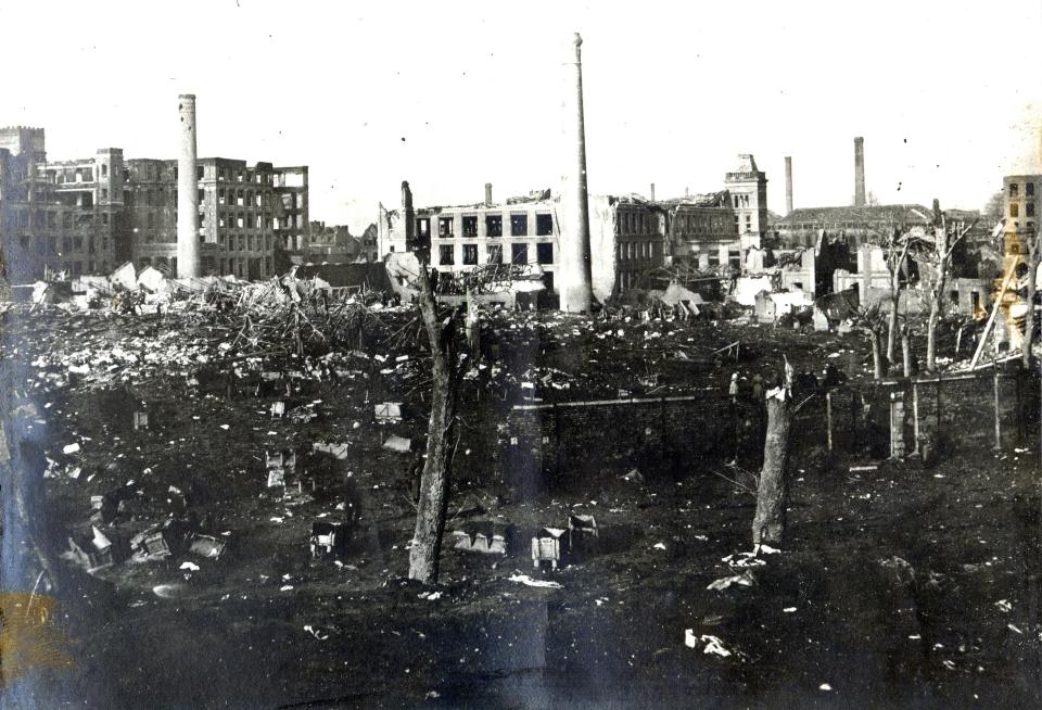  The aftermath after a German ammunition store in Lile was destroyed in January 1916