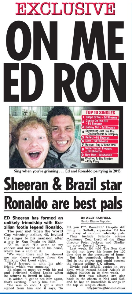  Ed recently became friends with Ronaldo