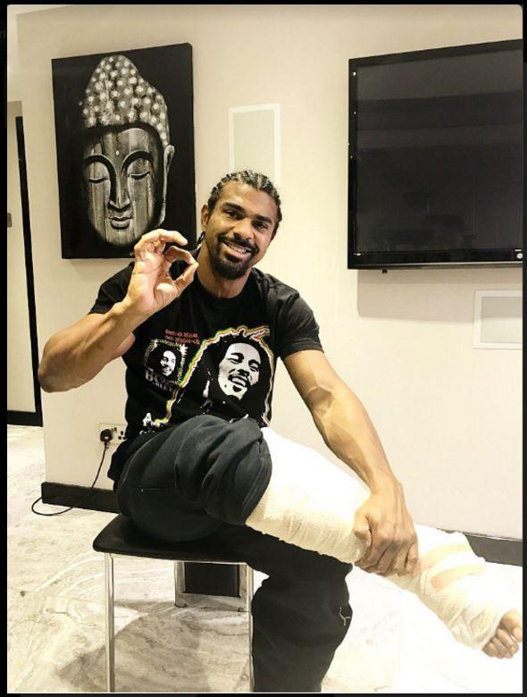  Haye shared a photo on social media of him plastered up after suffering the horror injury