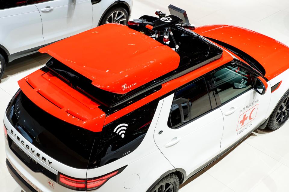  A sliding roof opens to allow the drone to launch while the car is in motion.