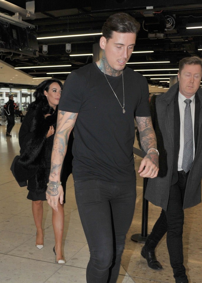 Jeremy McConnell and Stephanie Davis were seen arriving in Dublin ahead of his dad's funeral