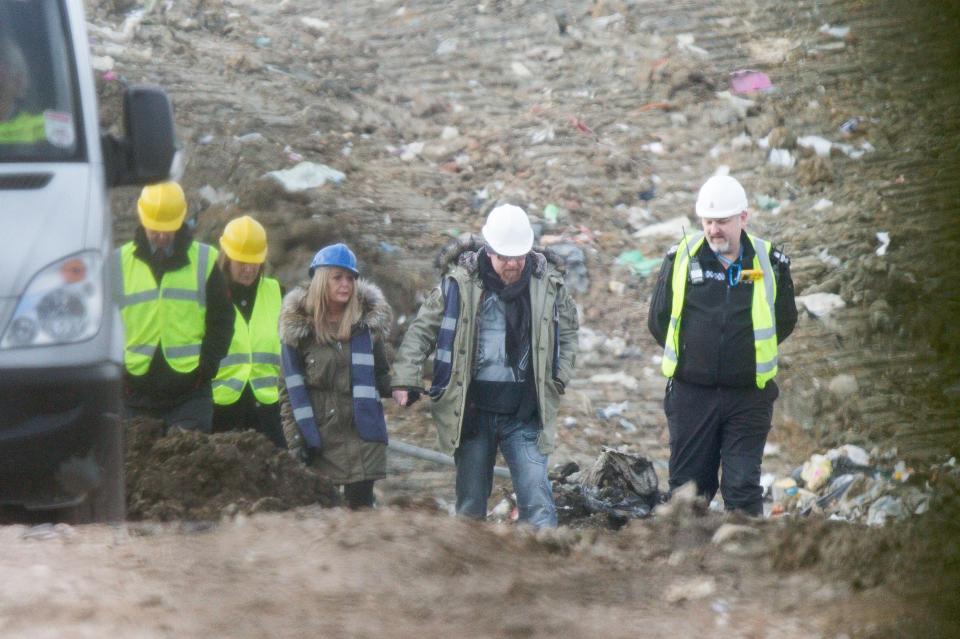 Corrie's dad, Martin McKeague, and his wife Trisha were seen comforting each other at a landfill site in Milton, Cambridgeshire