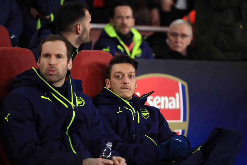 Mesut Ozil was left on the bench as Arsenal suffered their biggest-ever home defeat