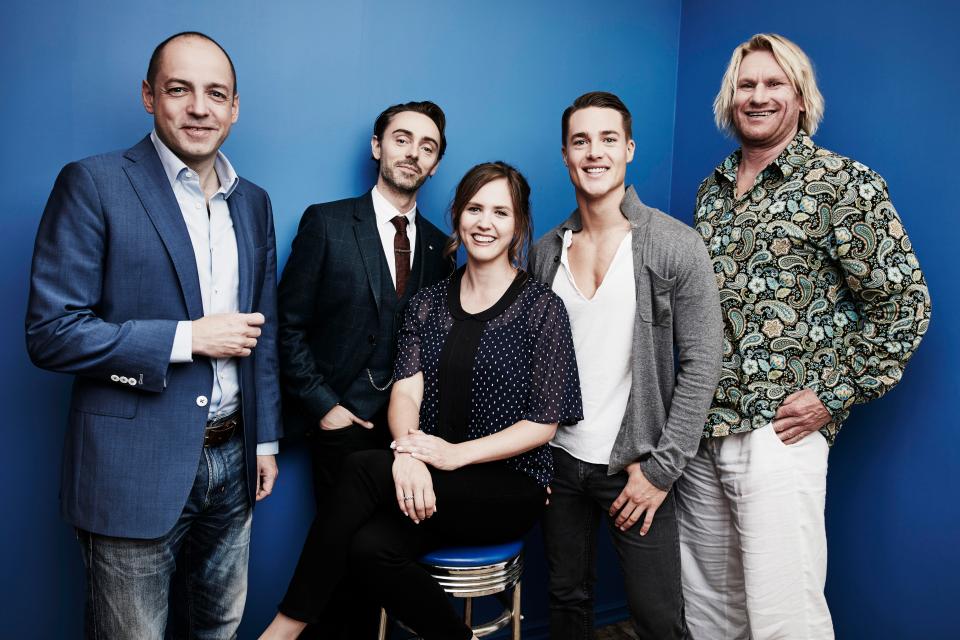  Alexander alongside The Last Kingdom executive producer Gareth Neame, and co-stars David Dawson, Emily Cox and Rune Temte