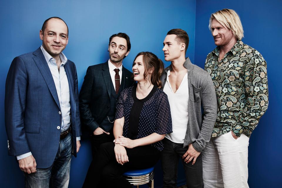  David alongside The Last Kingdom's executive producer Gareth Neame, and co-star Emily Cox, Alexander Dreymon and Rune Temte