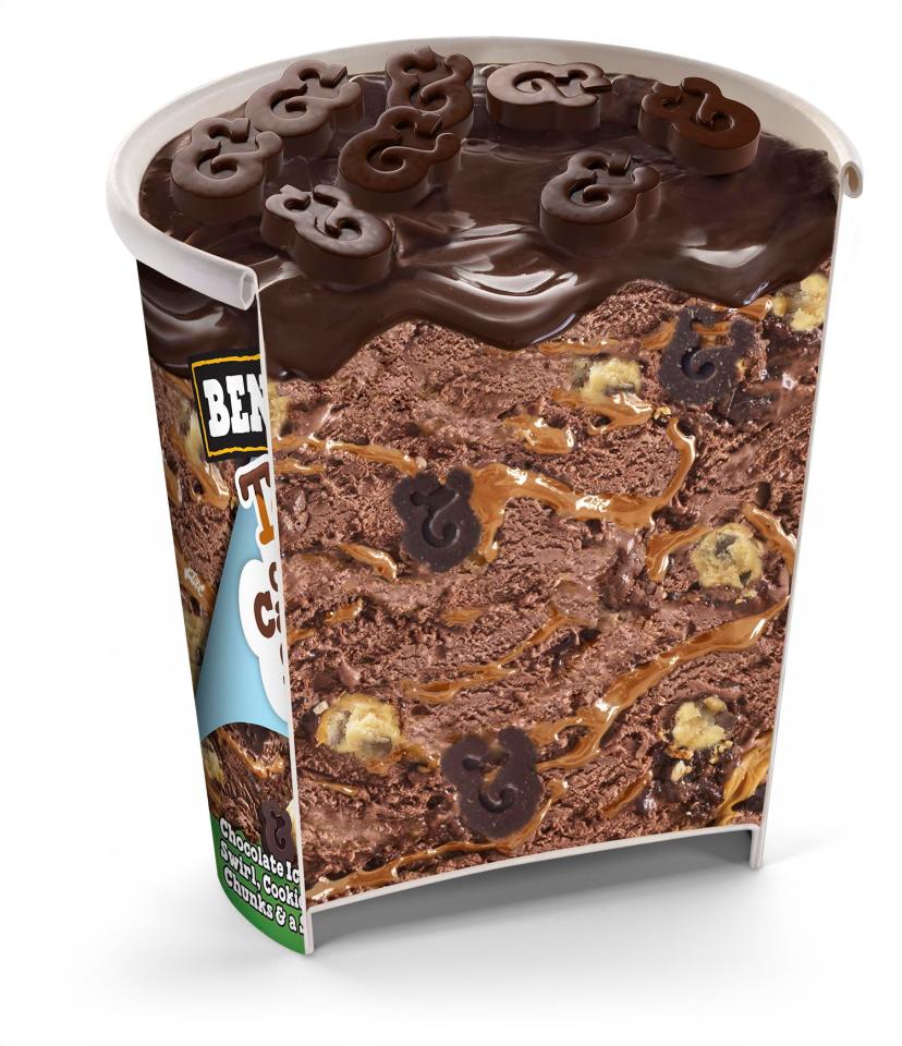 The new Chocolate Cookie Dough ice cream from Ben & Jerry's also features a spoonable chocolate topping