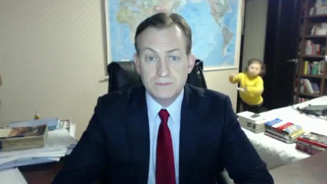  The BBC News guest was speaking on live TV when his daughter strolled into the shot