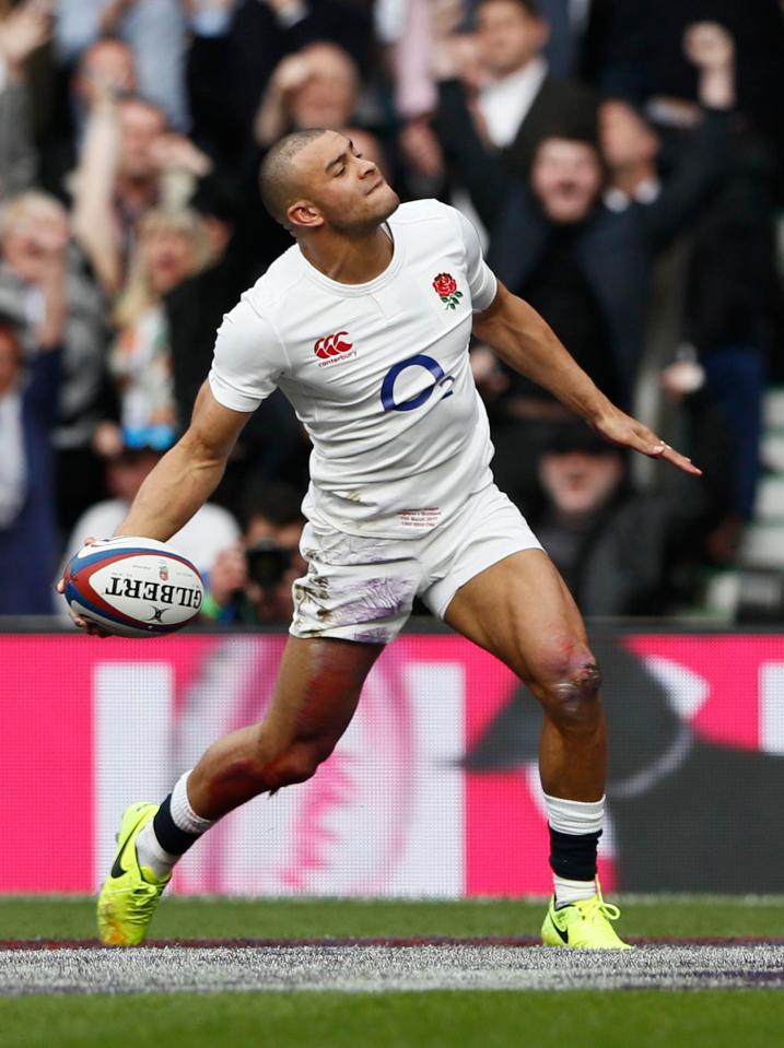 The delight was evident as Jonathan Joseph wheels away after putting England 5-0 up