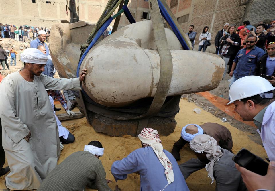 Workers and archaeologists had to be careful not to damage the priceless statue any further