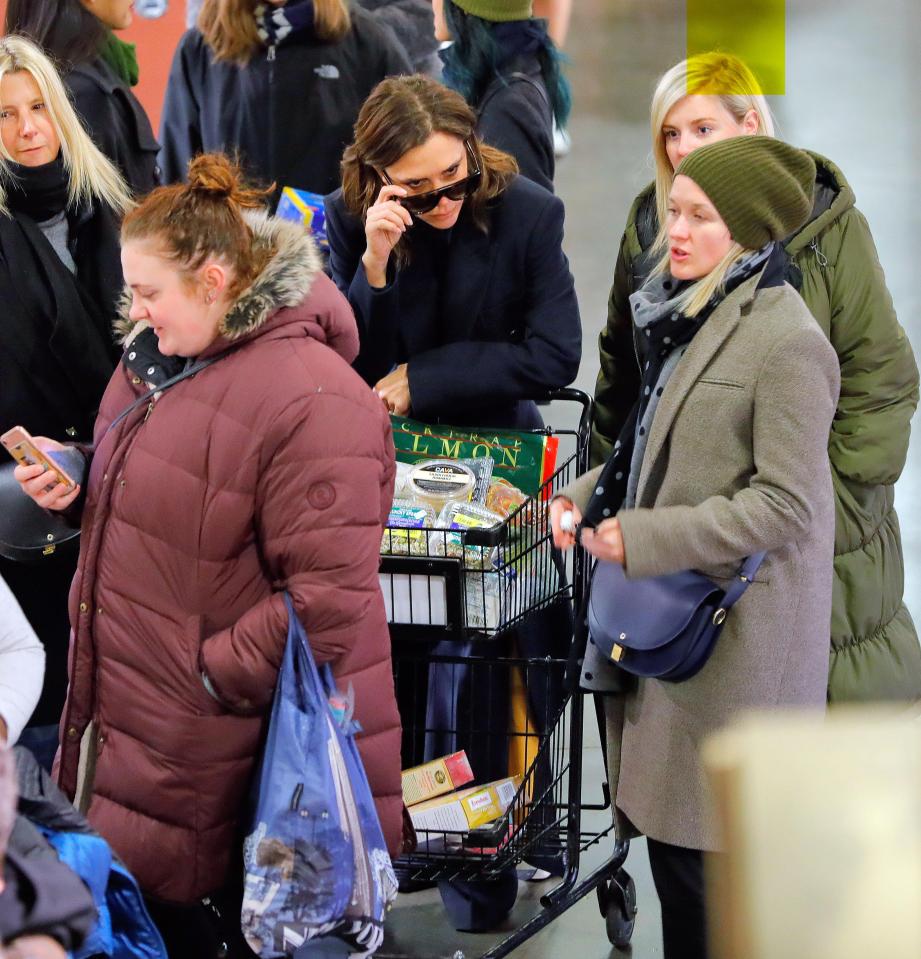  She was spotted pushing a shopping trolley through the supermarket