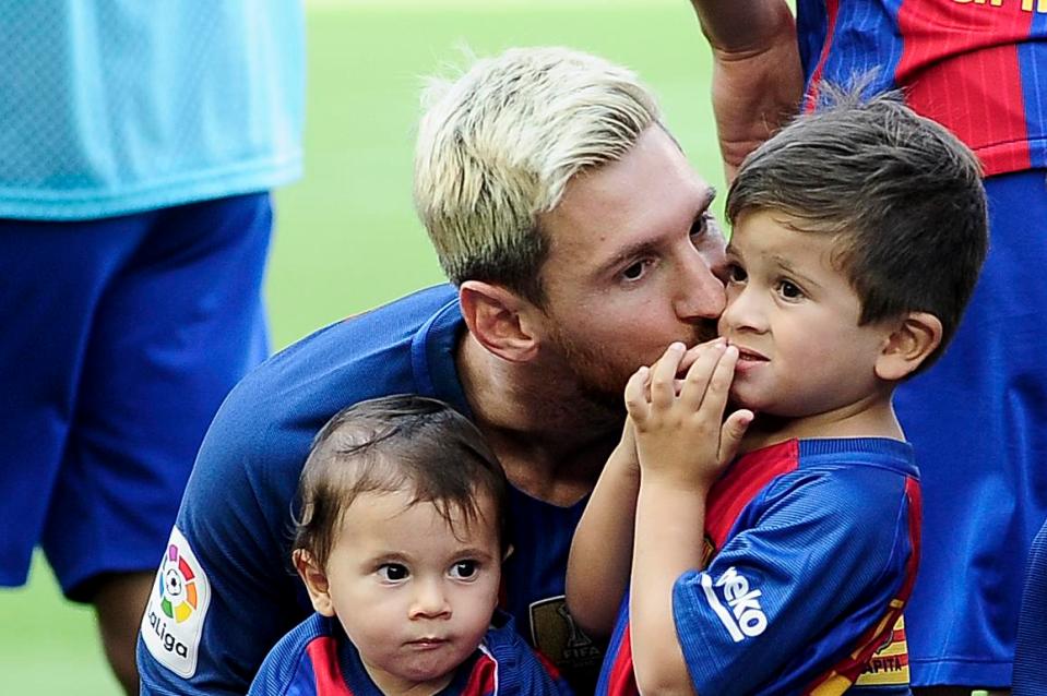 Leo Messi revealed his eldest boy Thaigo (r) does NOT like football