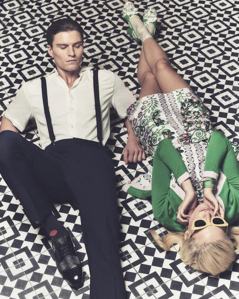  The model couple look completely relaxed with each other throughout the shoot